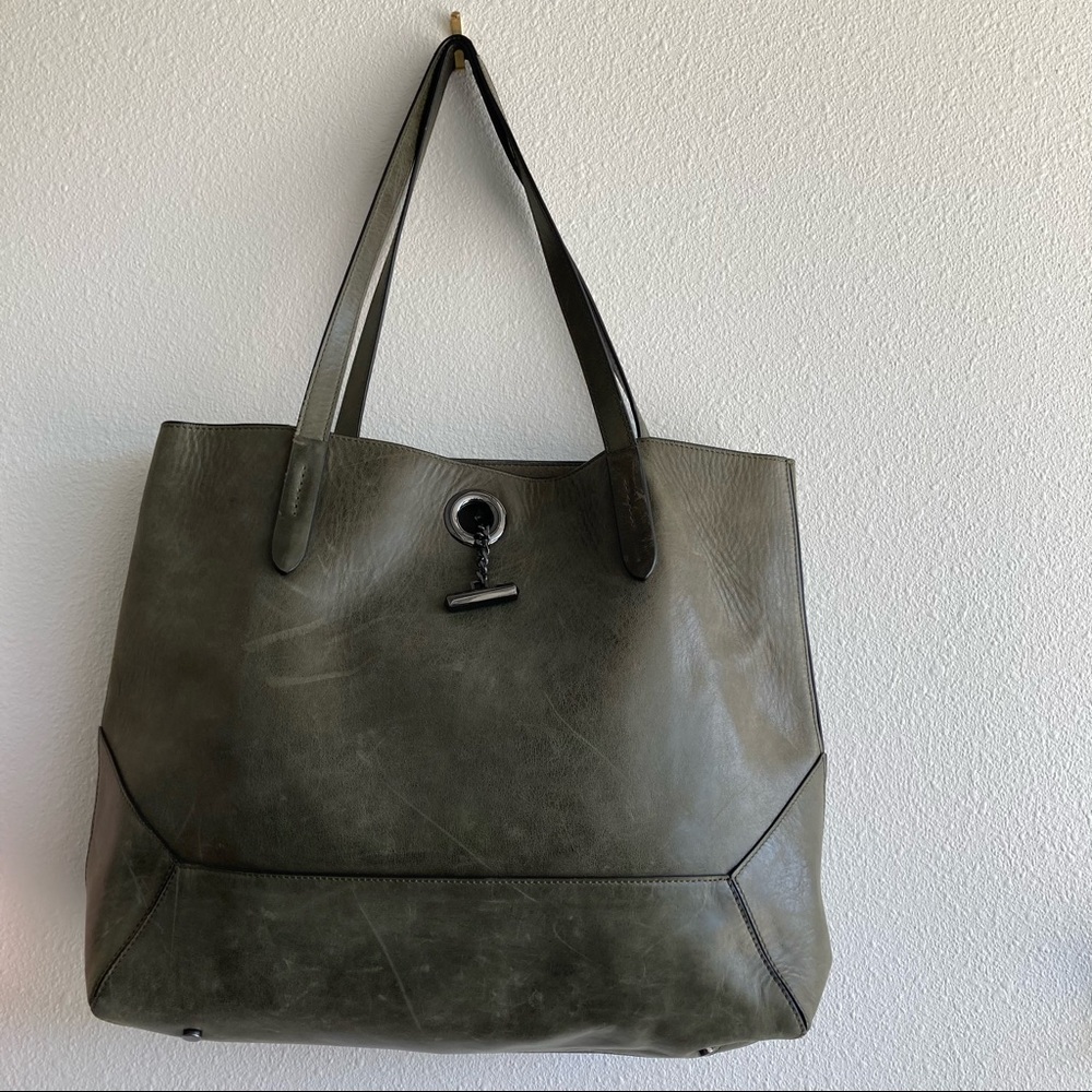 Olive green leather botkier tote
